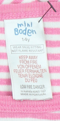Mini Boden Girls Pink Striped Long Sleeve T-Shirt 14 Years 100% Cotton