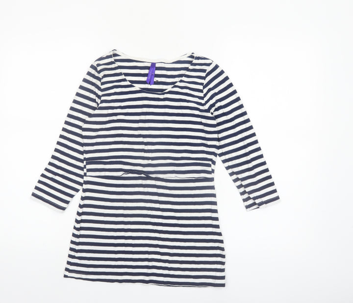 Seraphine Women Blue Striped 3/4 Sleeve Maternity Tunic Top S