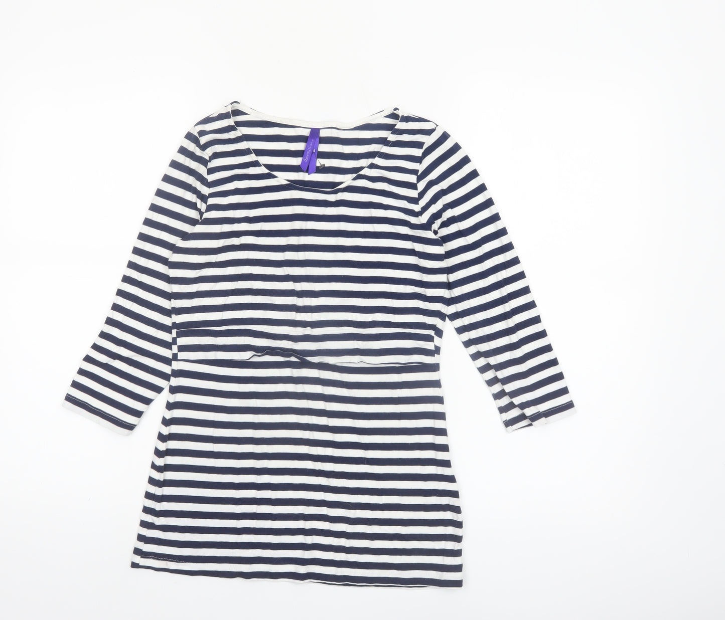 Seraphine Women Blue Striped 3/4 Sleeve Maternity Tunic Top S