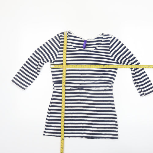 Seraphine Women Blue Striped 3/4 Sleeve Maternity Tunic Top S