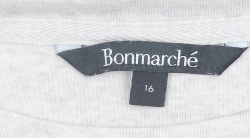 Bonmarché Women’s Beige Butterfly Print 3/4 Sleeve T-Shirt Size 16