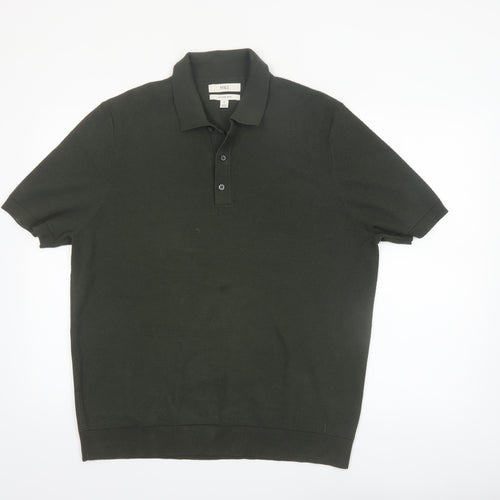 Marks and Spencer Men's Dark Green Cotton Polo Shirt XL