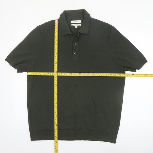 Marks and Spencer Men's Dark Green Cotton Polo Shirt XL
