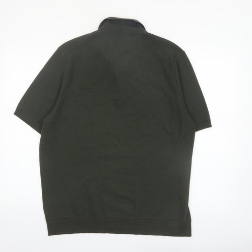 Marks and Spencer Men's Dark Green Cotton Polo Shirt XL