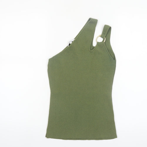 Next Women's Green One Shoulder Tank Top S Slim Fit