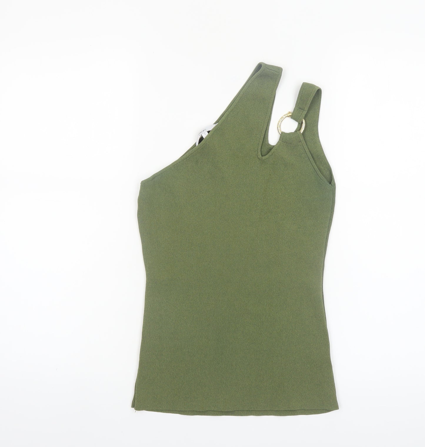 Next Women's Green One Shoulder Tank Top S Slim Fit