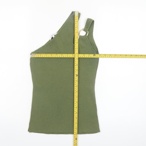 Next Women's Green One Shoulder Tank Top S Slim Fit