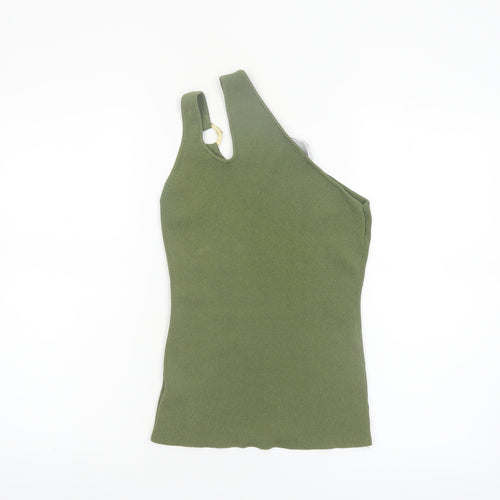 Next Women's Green One Shoulder Tank Top S Slim Fit