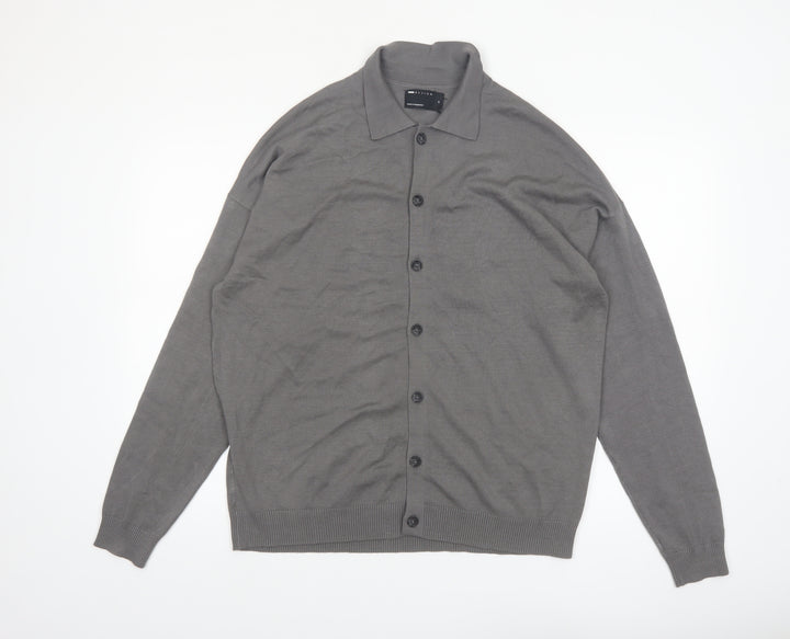 ASOS Design Men's Grey Collared Button Cardigan M