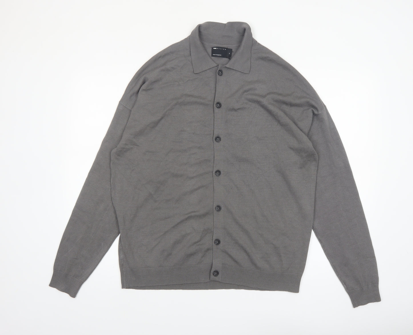 ASOS Design Men's Grey Collared Button Cardigan M