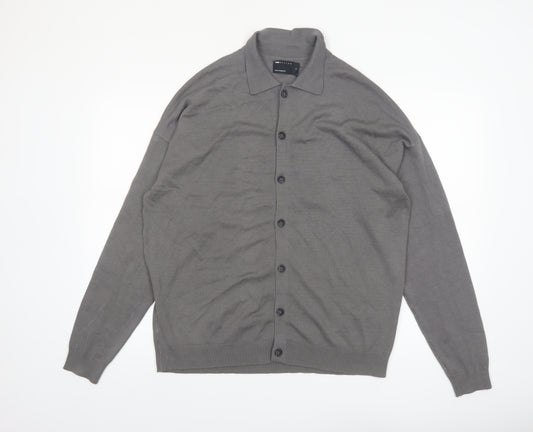 ASOS Design Men's Grey Collared Button Cardigan M