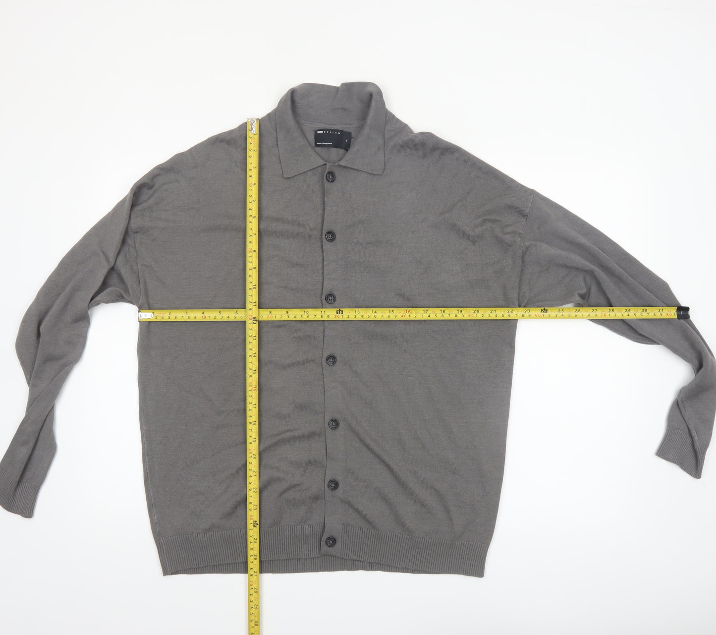 ASOS Design Men's Grey Collared Button Cardigan M