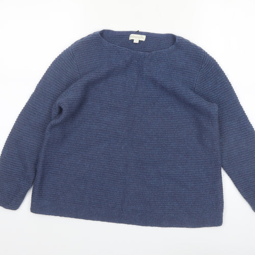 Monsoon Women’s Blue Knit Cotton Blend Pullover Jumper Size M