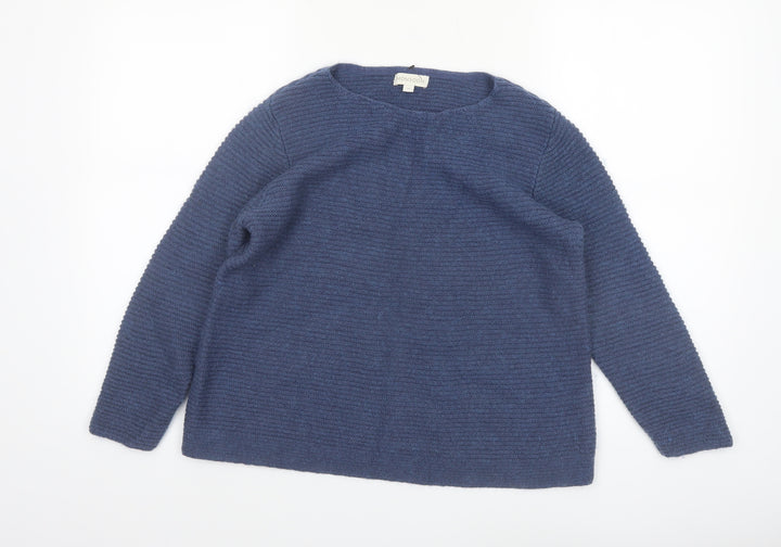 Monsoon Women’s Blue Knit Cotton Blend Pullover Jumper Size M