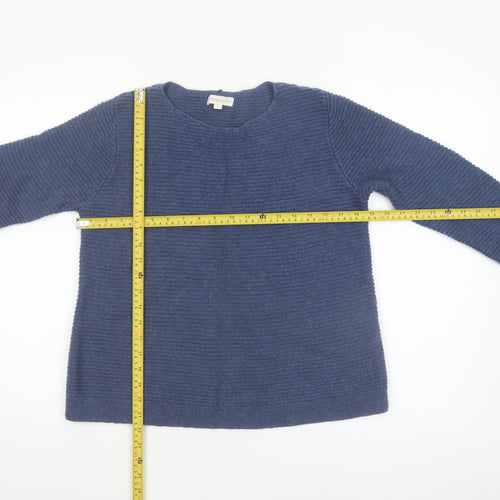 Monsoon Women’s Blue Knit Cotton Blend Pullover Jumper Size M