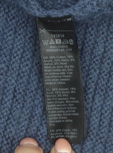 Monsoon Women’s Blue Knit Cotton Blend Pullover Jumper Size M