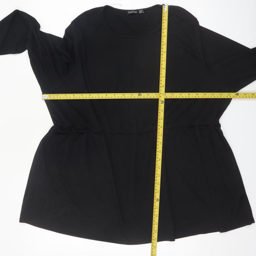 Boohoo Women’s Black Plus Size 26 Long Sleeve Jersey Tunic Top