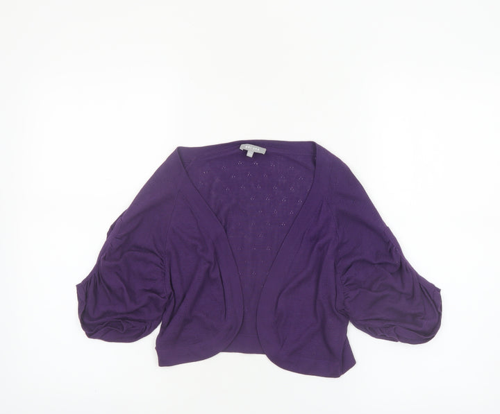 Marks and Spencer Per Una Womens Purple M/L Open Front Shrug Cardigan