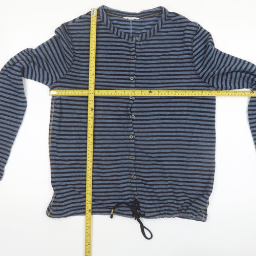 White Stuff Women’s Blue Striped Cotton Button-Up Top UK 12