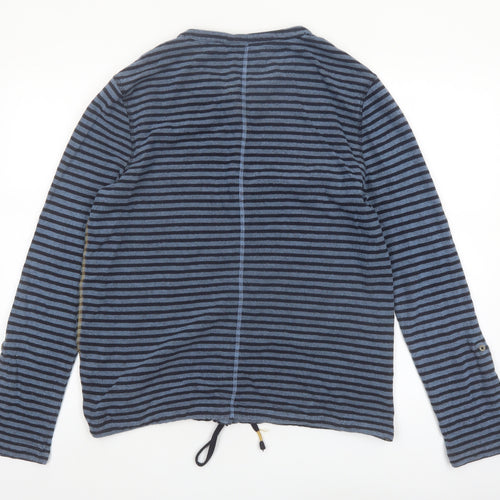 White Stuff Women’s Blue Striped Cotton Button-Up Top UK 12