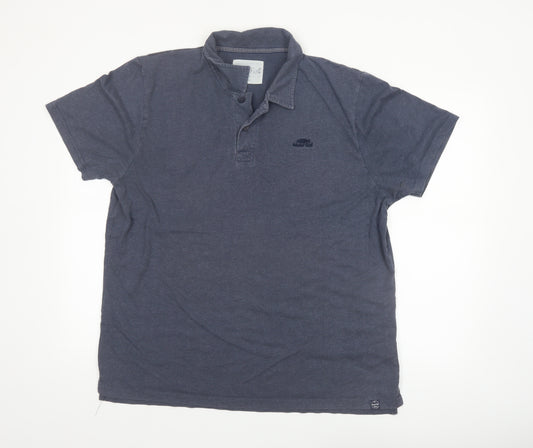 Weird Fish Men's Blue Cotton Blend Polo Shirt XL Regular Fit