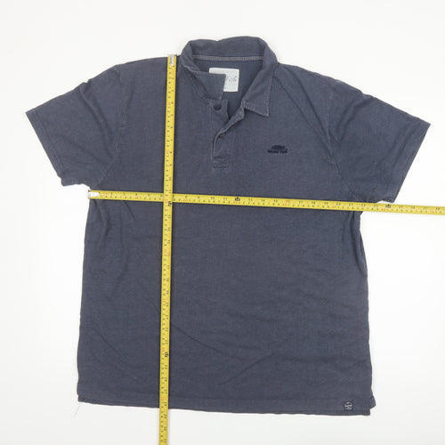 Weird Fish Men's Blue Cotton Blend Polo Shirt XL Regular Fit