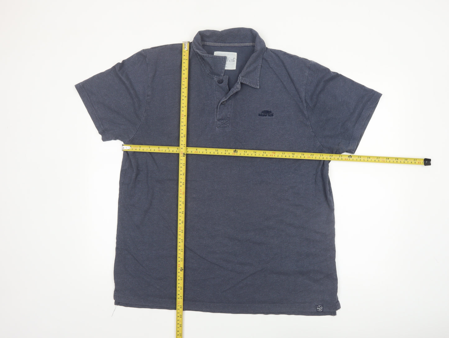Weird Fish Men's Blue Cotton Blend Polo Shirt XL Regular Fit