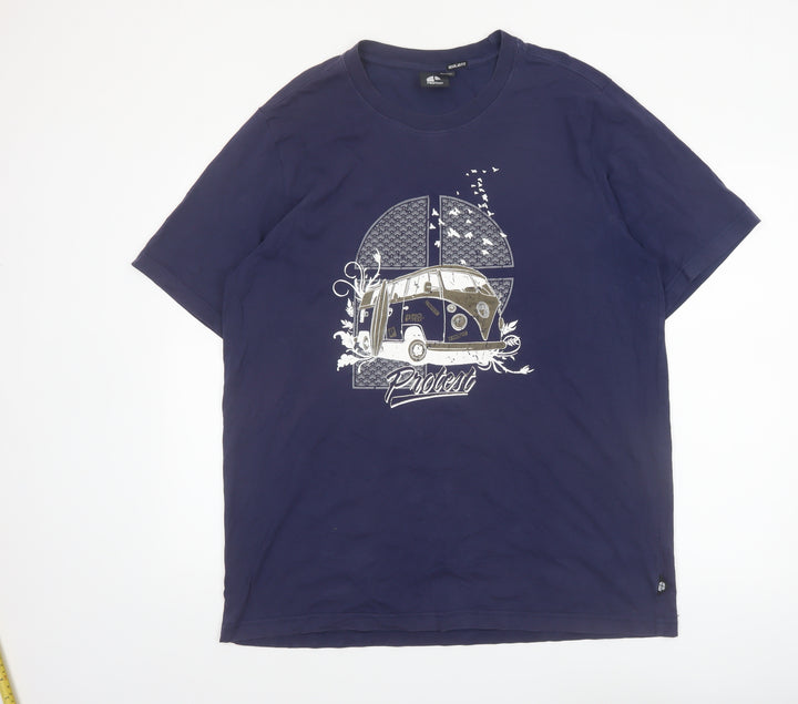 Protest Men's Blue XL Graphic Camper Van Regular Fit T-Shirt