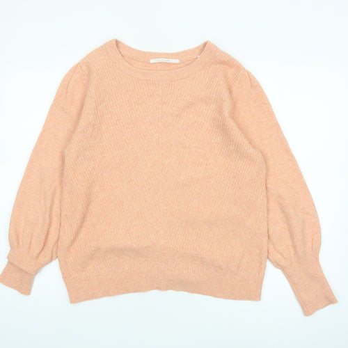 YAYA Women Pink Crew Neck Long Sleeve Pullover Jumper Size M