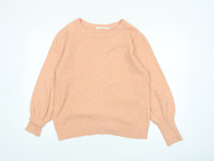 YAYA Women Pink Crew Neck Long Sleeve Pullover Jumper Size M