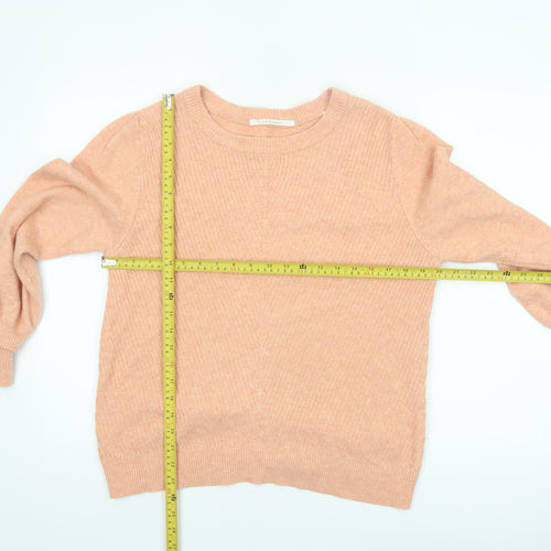 YAYA Women Pink Crew Neck Long Sleeve Pullover Jumper Size M