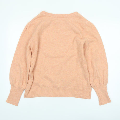 YAYA Women Pink Crew Neck Long Sleeve Pullover Jumper Size M