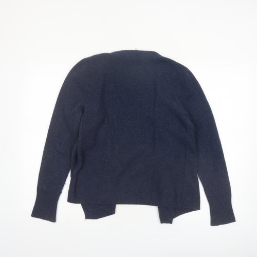 White Stuff Women's Blue Wool Blend Open Cardigan Size 10