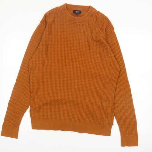 Next Men's Brown Cotton Waffle Knit Crew Neck Jumper L