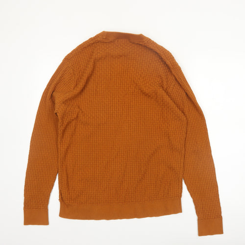 Next Men's Brown Cotton Waffle Knit Crew Neck Jumper L