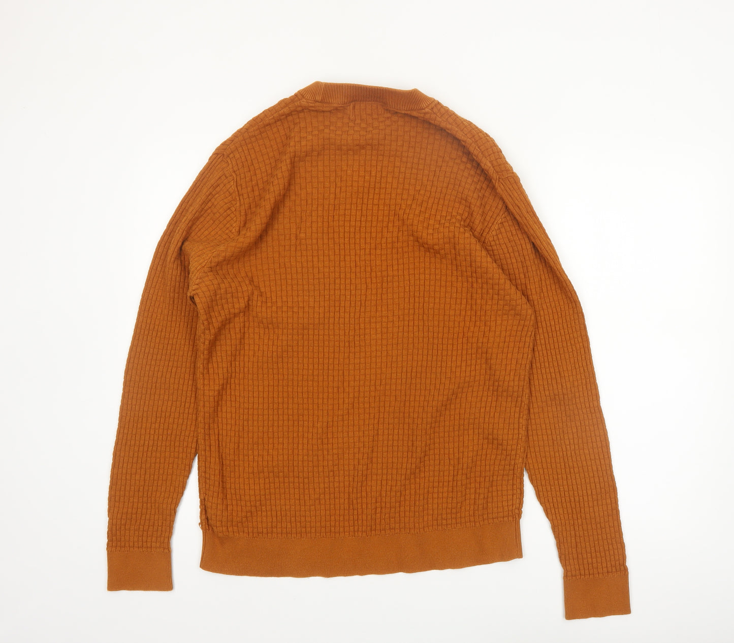 Next Men's Brown Cotton Waffle Knit Crew Neck Jumper L