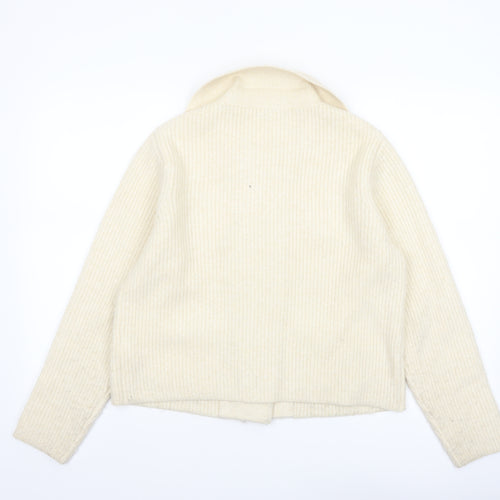 Marks and Spencer Women's Ivory Wool Blend Ribbed Cardigan M