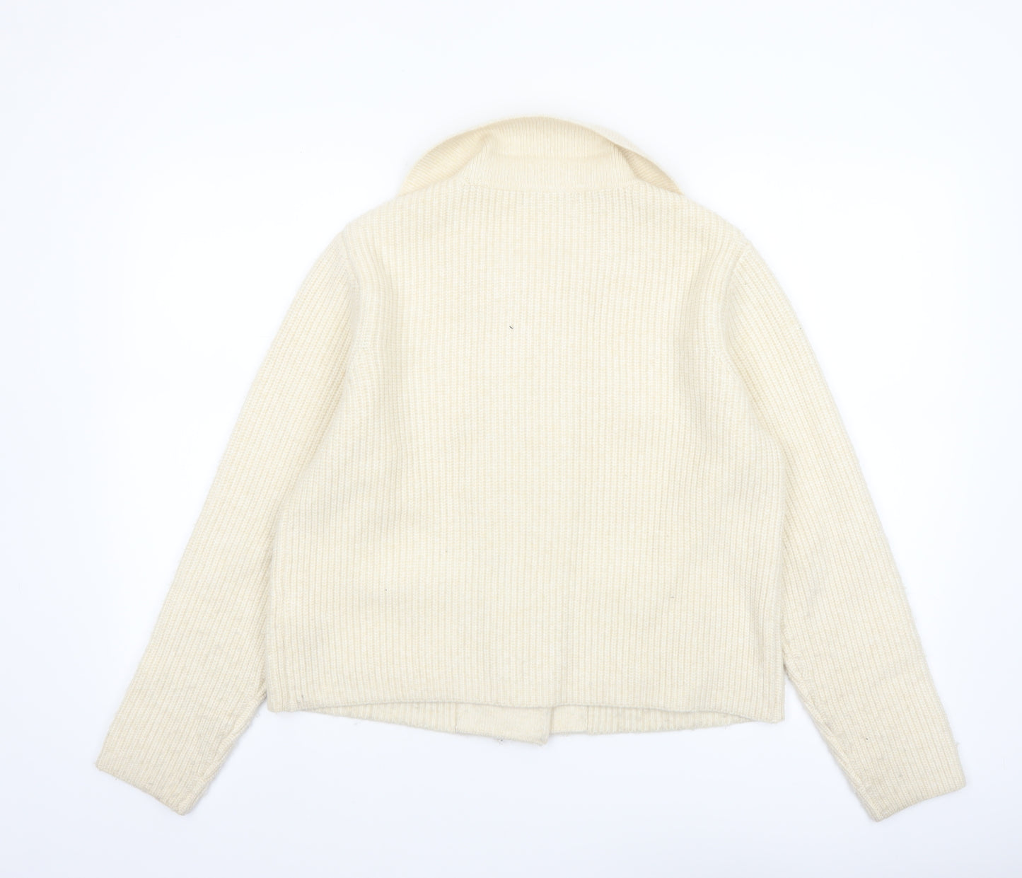 Marks and Spencer Women's Ivory Wool Blend Ribbed Cardigan M