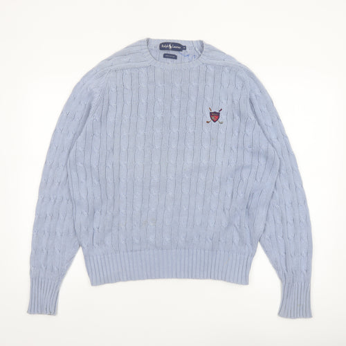 Ralph Lauren Women's Blue Cable-Knit Cotton Jumper M