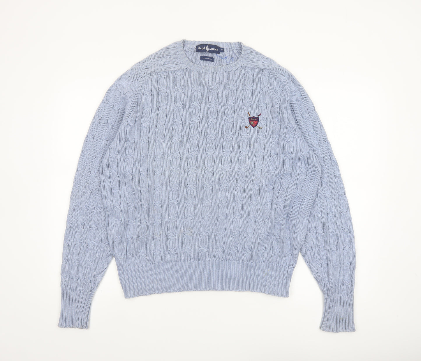 Ralph Lauren Women's Blue Cable-Knit Cotton Jumper M