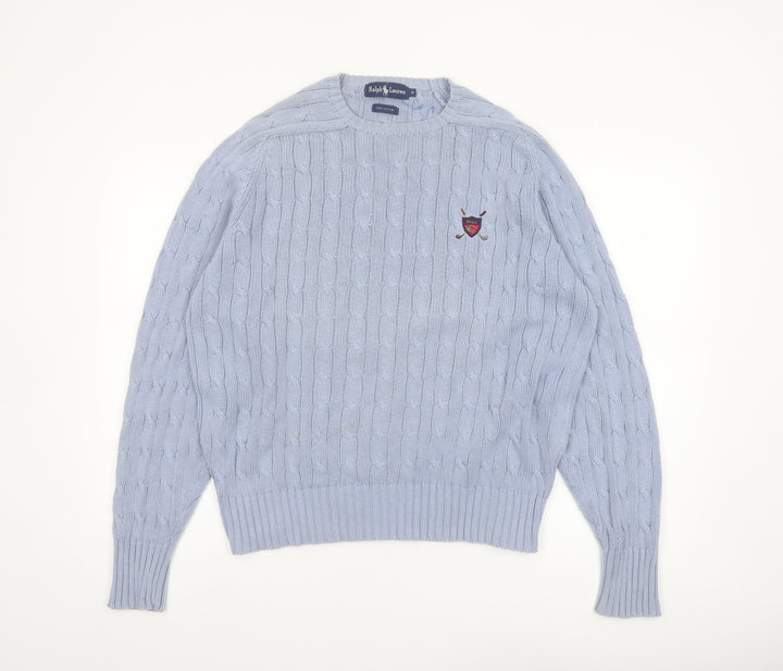 Ralph Lauren Women's Blue Cable-Knit Cotton Jumper M