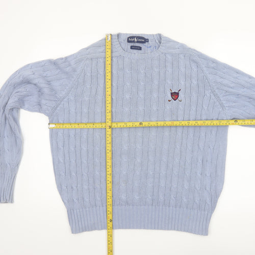 Ralph Lauren Women's Blue Cable-Knit Cotton Jumper M