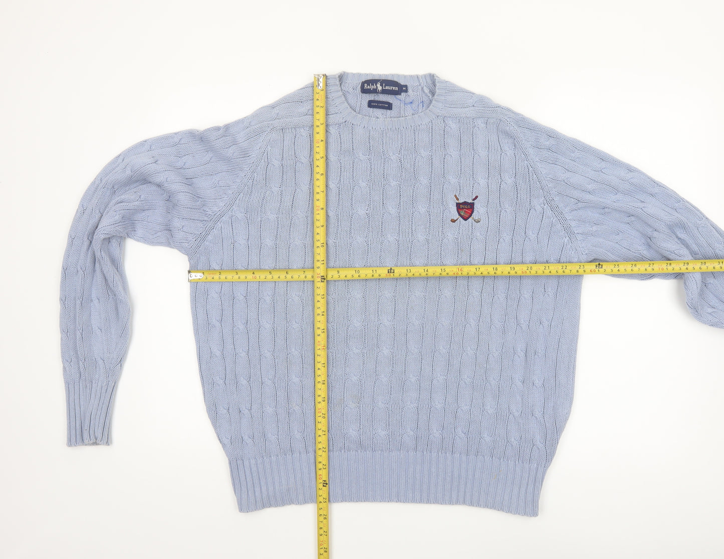 Ralph Lauren Women's Blue Cable-Knit Cotton Jumper M