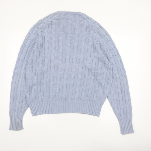 Ralph Lauren Women's Blue Cable-Knit Cotton Jumper M