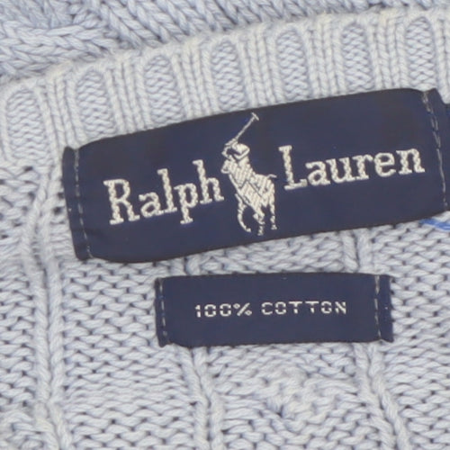 Ralph Lauren Women's Blue Cable-Knit Cotton Jumper M