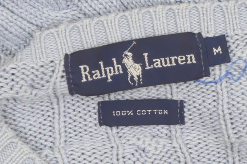 Ralph Lauren Women's Blue Cable-Knit Cotton Jumper M