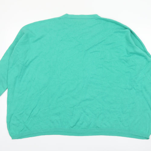 Haven Women Green Relaxed Crew Neck Rainbow Cotton Jumper One Size