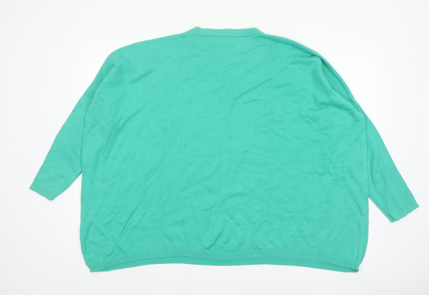 Haven Women Green Relaxed Crew Neck Rainbow Cotton Jumper One Size