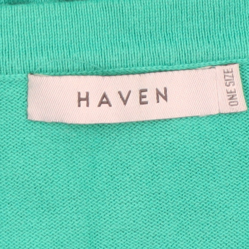 Haven Women Green Relaxed Crew Neck Rainbow Cotton Jumper One Size