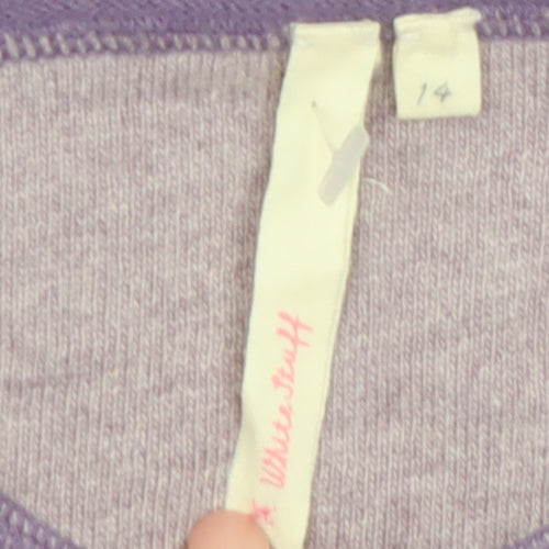 White Stuff Women's Purple Henley Jumper Size 14 Cotton Angora